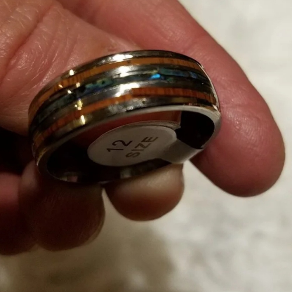 Couples SET ..HAWAIIN KOA & ABALONE RING - Picture 4 of 5